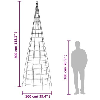 Lichtkegel aan vlaggenmast 550 warmwitte LED&amp;apos;s 300 cm 10