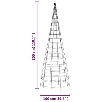 Lichtkegel aan vlaggenmast 550 warmwitte LED&amp;apos;s 300 cm 11