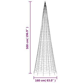 Lichtkegel aan vlaggenmast 1534 warmwitte LED&amp;apos;s 500 cm 11