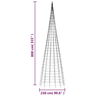 Lichtkegel aan vlaggenmast 3000 meerkleurige LED&amp;apos;s 800 cm 11