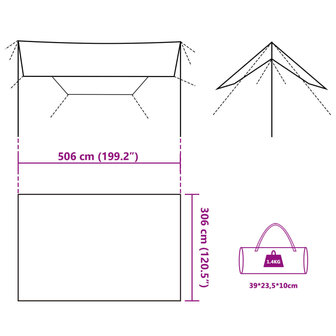 Kampeerluifel waterdicht 506x306 cm bruin 12