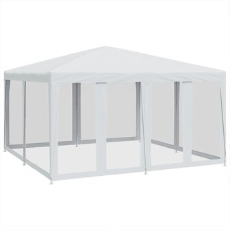 Partytent met 8 mesh zijwanden 4x4 m HDPE wit 2