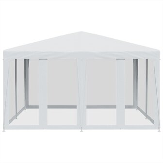 Partytent met 8 mesh zijwanden 4x4 m HDPE wit 3