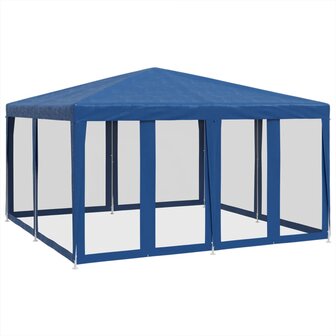 Partytent met 8 mesh zijwanden 4x4 m HDPE blauw 2