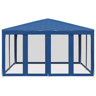 Partytent met 8 mesh zijwanden 4x4 m HDPE blauw 3