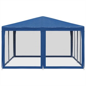 Partytent met 8 mesh zijwanden 4x4 m HDPE blauw 4