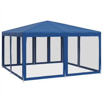 Partytent met 8 mesh zijwanden 4x4 m HDPE blauw 5