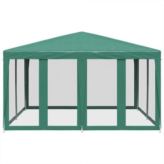 Partytent met 8 mesh zijwanden 4x4 m HDPE groen 3