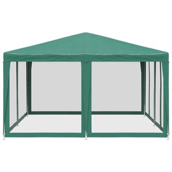 Partytent met 8 mesh zijwanden 4x4 m HDPE groen 4