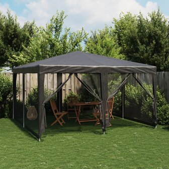 Partytent met 8 mesh zijwanden 4x4 m HDPE antracietkleurig 1