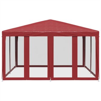 Partytent met 8 mesh zijwanden 4x4 m HDPE rood 3