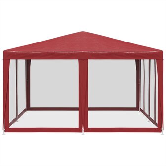 Partytent met 8 mesh zijwanden 4x4 m HDPE rood 4