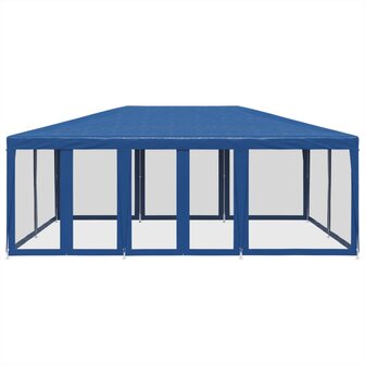 Partytent met 10 mesh zijwanden 6x4 m HDPE blauw 3