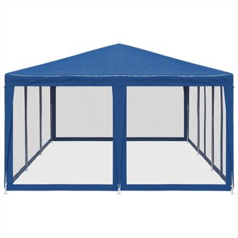 Partytent met 10 mesh zijwanden 6x4 m HDPE blauw 4