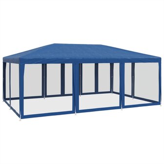 Partytent met 10 mesh zijwanden 6x4 m HDPE blauw 5