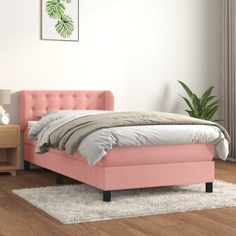 Boxspring met matras fluweel roze 80x200 cm 1