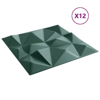 12 st Wandpanelen diamant 3 m&sup2; 50x50 cm XPS groen 4