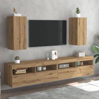 Tv-meubelen 2 st 30,5x30x60 cm bewerkt hout artisanaal eiken 3