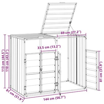 Containerberging voor 2 containers 144x81x113 cm staal grijs 12