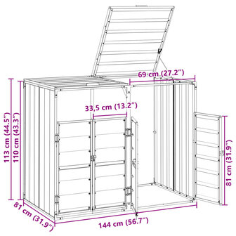 Containerberging voor 2 containers 144x81x113 cm staal bruin 12