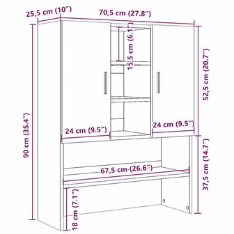 Wasmachinekast 70,5x25,5x90 cm oud houtkleurig 10