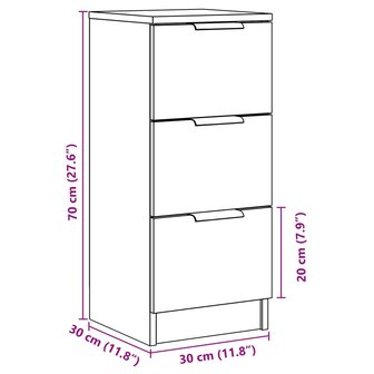 Dressoir 30x30x70 cm bewerkt hout artisanaal eikenkleur 11