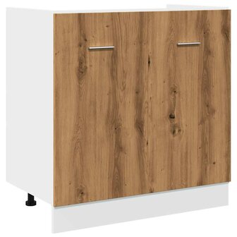 Gootsteenkast 80x46x81,5 cm bewerkt hout artisanaal eikenkleur 2