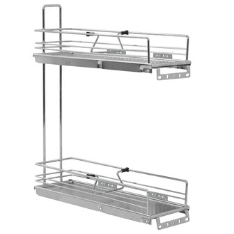 Draadmand keuken uittrekbaar 2-laags 47x15x54,5cm zilverkleurig 3