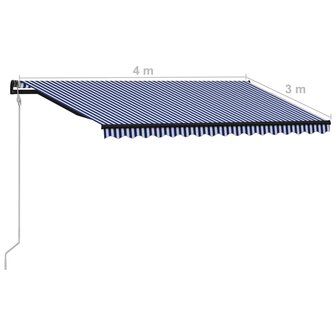 Luifel automatisch uittrekbaar 400x300 cm blauw en wit 9