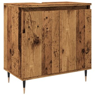 Badkamerkast 58x33x60 cm bewerkt hout oud houtkleurig 2