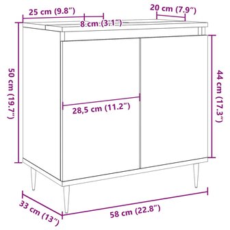 Badkamerkast 58x33x60 cm bewerkt hout oud houtkleurig 10