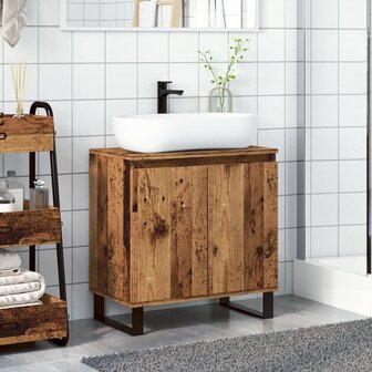 Badkamerkast 58x33x60 cm bewerkt hout oud houtkleurig 3