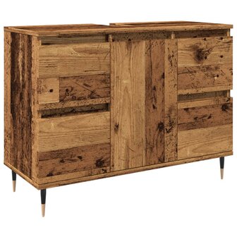 Badkamerkast 80x33x60 cm bewerkt hout oud houtkleurig 2