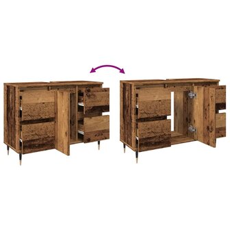 Badkamerkast 80x33x60 cm bewerkt hout oud houtkleurig 8