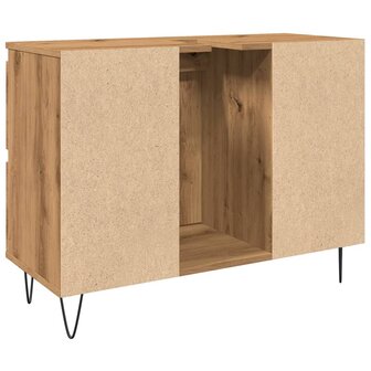 Badkamerkast 80x33x60 cm bewerkt hout artisanaal eikenkleurig 6