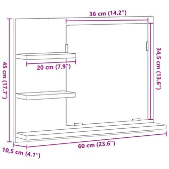 Badkamerspiegelkast 60x10,5x45 cm oud houtkleurig 10