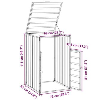 Containerberging voor 1 container 72x81x115 cm staal groen 12