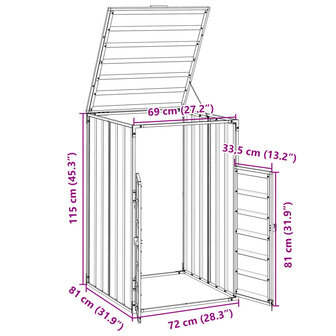 Containerberging voor 1 container 72x81x115 cm staal grijs 12