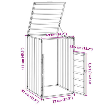 Containerberging voor 1 container 72x81x115 cm staal antraciet 12