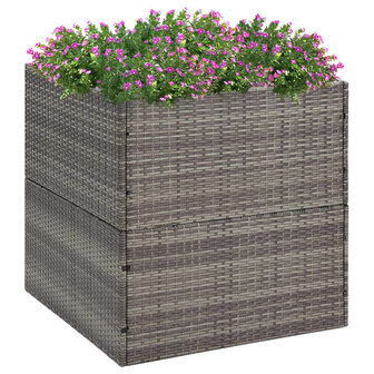 Plantenbak 80x80x80 cm poly rattan grijs 1