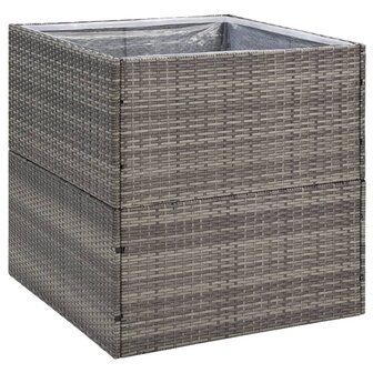 Plantenbak 80x80x80 cm poly rattan grijs 2