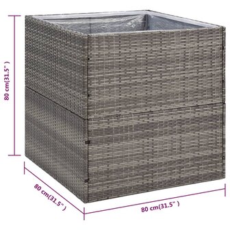 Plantenbak 80x80x80 cm poly rattan grijs 6