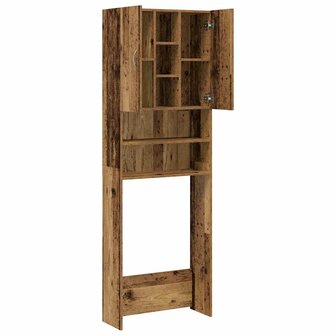 Wasmachinekast 64x25,5x190 cm oud houtkleurig 7