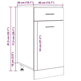 Onderkast met lade 40x46x81,5 cm bewerkt hout artisanaal eiken 12