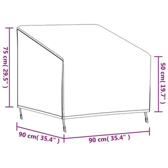 Tuinstoelhoes 90x90x50/75 cm 420D oxford zwart 12