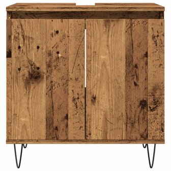 Badkamerkast 58x33x60 cm bewerkt hout oud houtkleurig 4