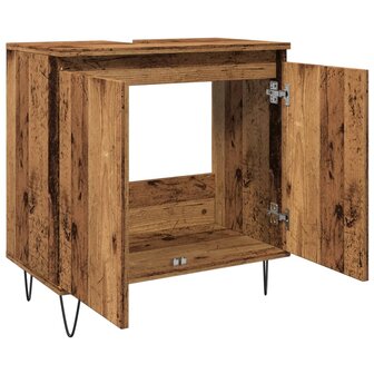 Badkamerkast 58x33x60 cm bewerkt hout oud houtkleurig 7