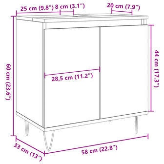 Badkamerkast 58x33x60 cm bewerkt hout oud houtkleurig 10