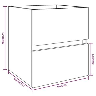 Wastafelkast 41x38,5x45 cm bewerkt hout bruin eikenkleur 7