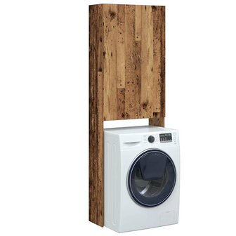 Wasmachinekast 64x25,5x190 cm oud houtkleurig 1